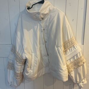 FP MOVEMENT Cream Puffer Jacket with Textured Sleeves